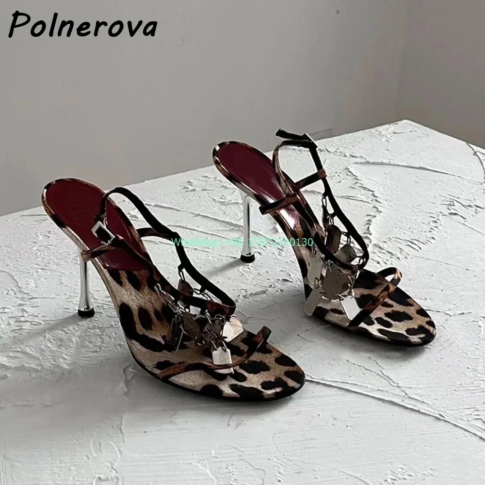 Street Fashion Ladies - Leopard Metal Fringe Sandals Round Toe