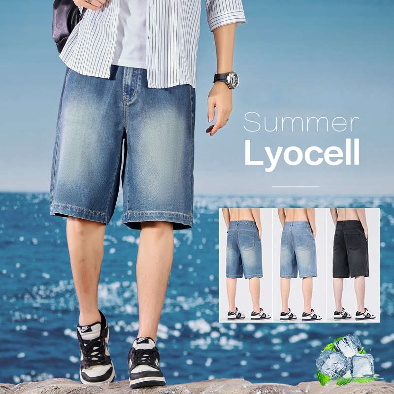 Street Fashion Art - Summer Thin Men's Denim Shorts Lyocell