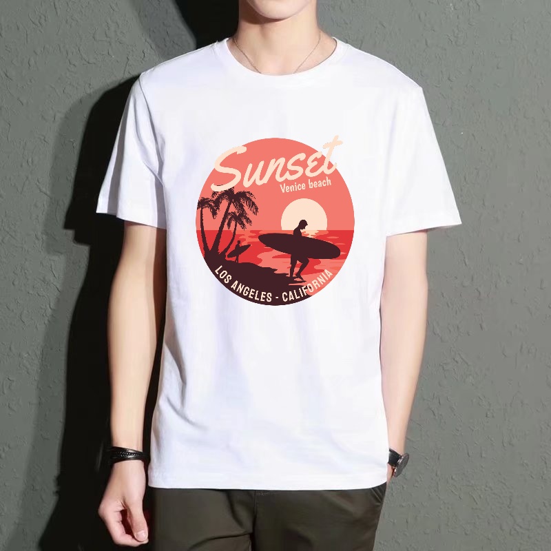 Men's Black Round-Neck Short-S - Street Fashion Venice 评论和价格