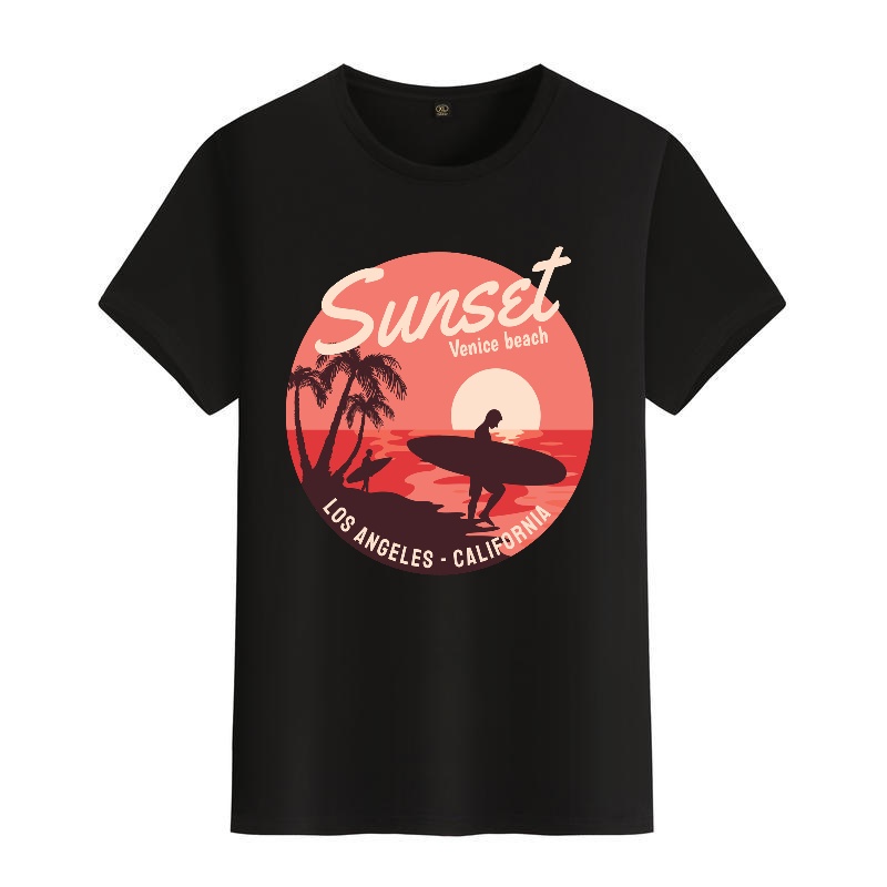 Men's Black Round-Neck Short-S - Street Fashion Venice 评论和价格