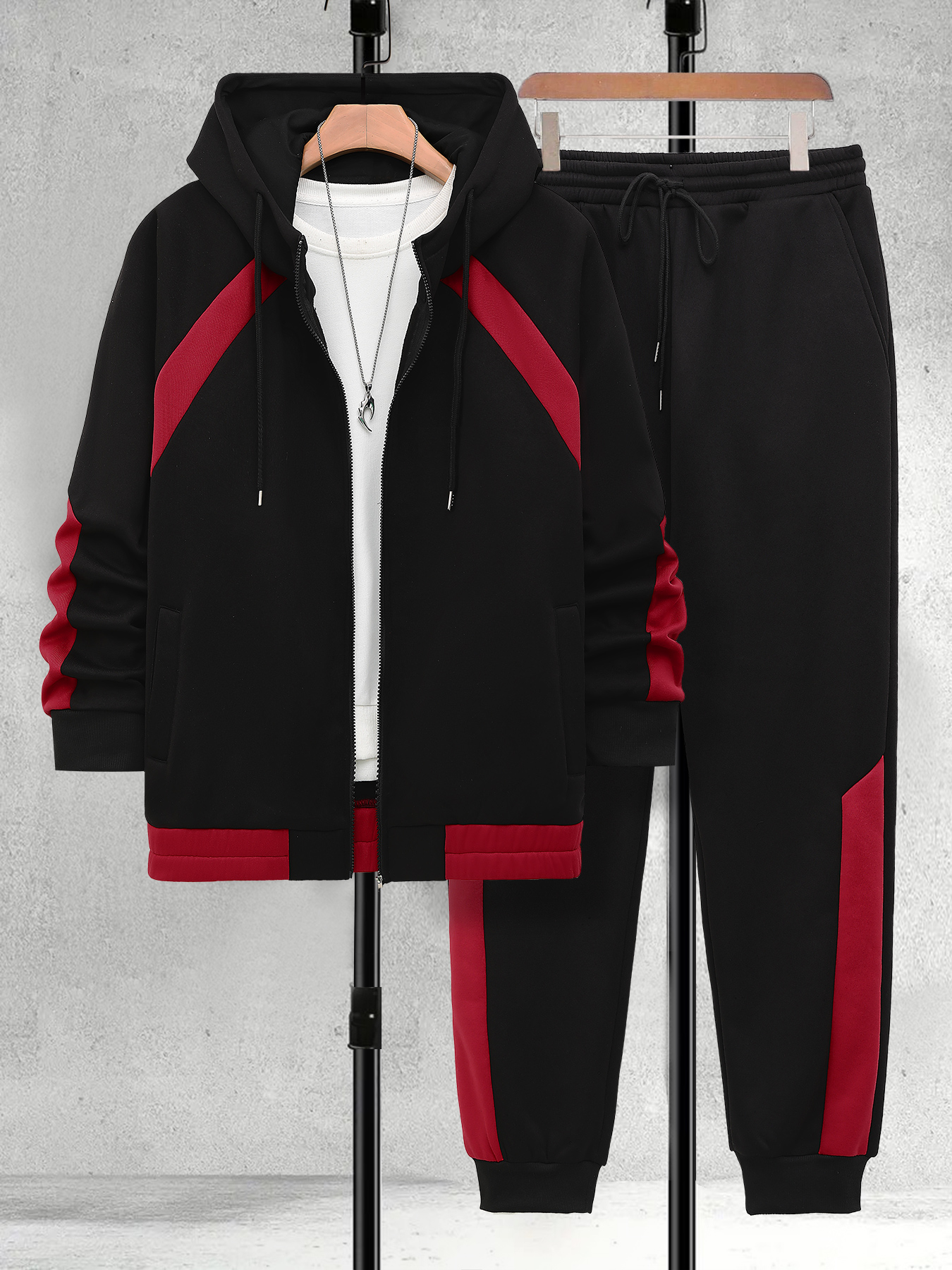 Men's Plus Size Black & Red Co - Street Fashion Art 评论和价格