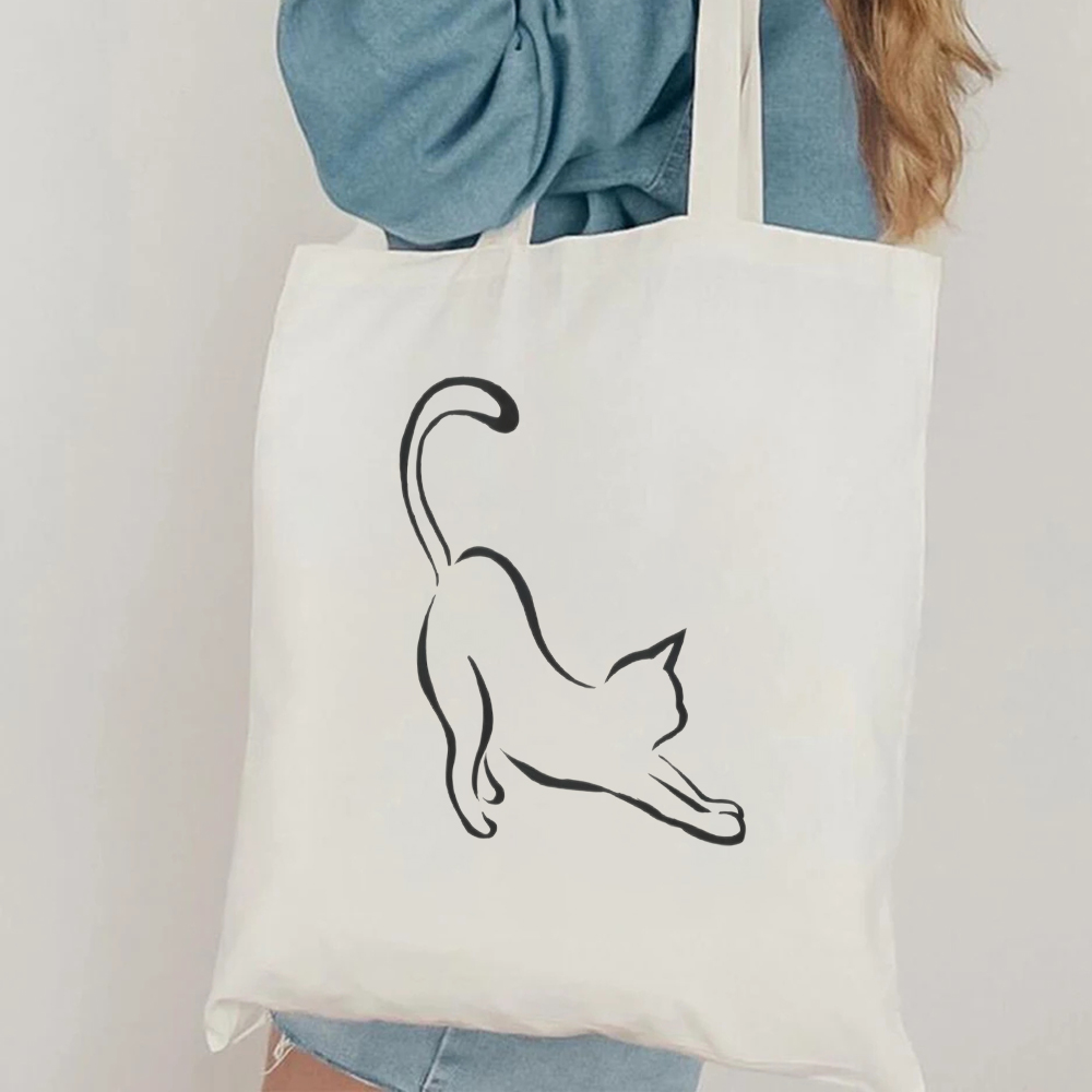 Minimalist Cat Line Art Canvas - Tote Bag Canvas Print 评论和价格