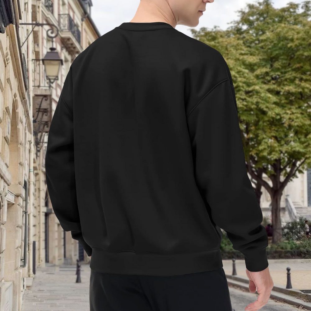 Men's Black Crew Neck Pullover - Street Fashion Elements 评论和价格