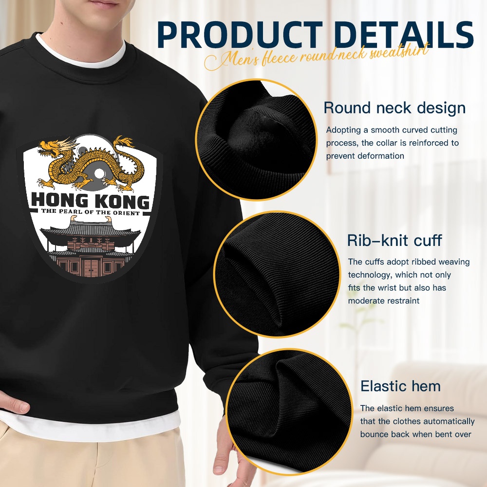 Men's Black Crew Neck Loose Sw - Street Fashion Hong Kong 评论和价格