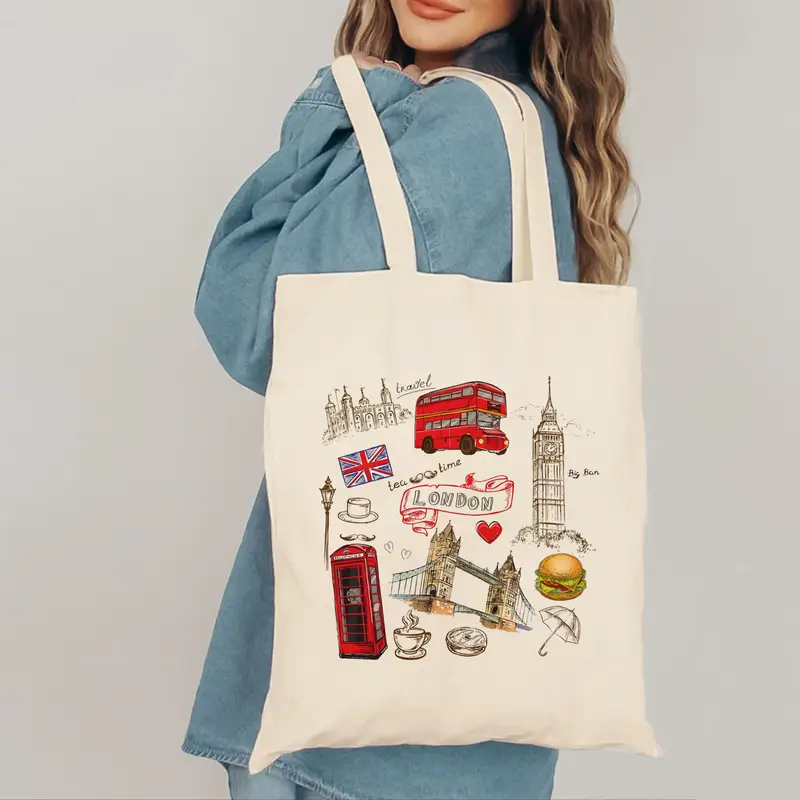 London Landmark Bus Phone Boot - Tote Bag Canvas Print 评论和价格