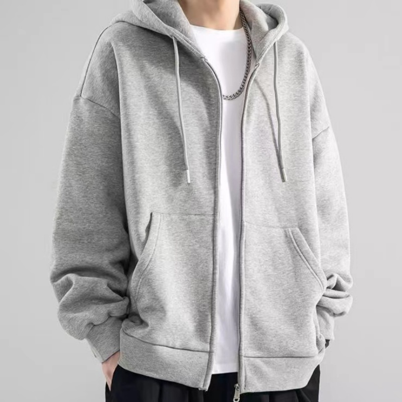 Fashion Casual Black Gray Blue - Street Fashion Zip Up Hoodie 评论和价格