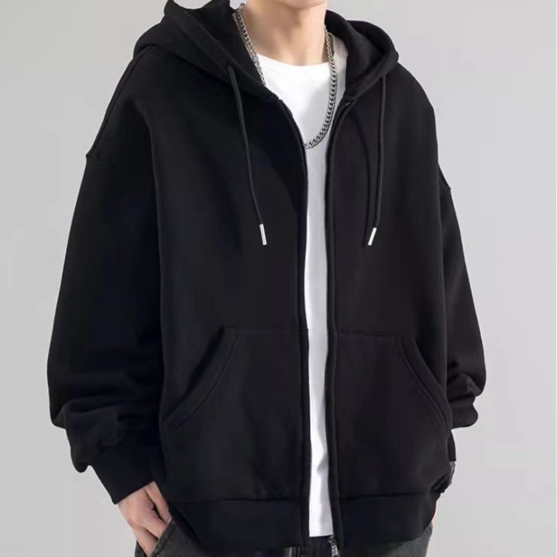Fashion Casual Black Gray Blue - Street Fashion Zip Up Hoodie 评论和价格