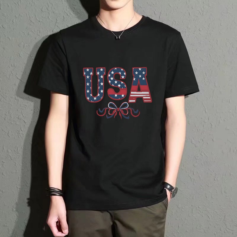 Men's Black Round-Neck Short-S - Street Fashion Elements 评论和价格