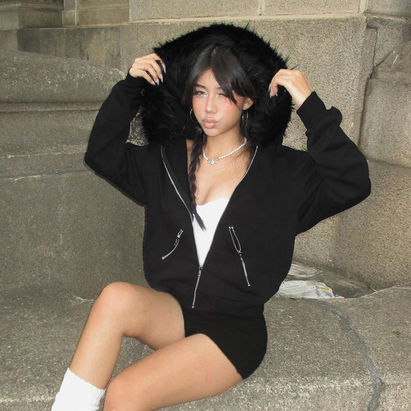 Vintage Women's Zip up Hoodies - Street Fashion Zip Up Hoodie 评论和价格