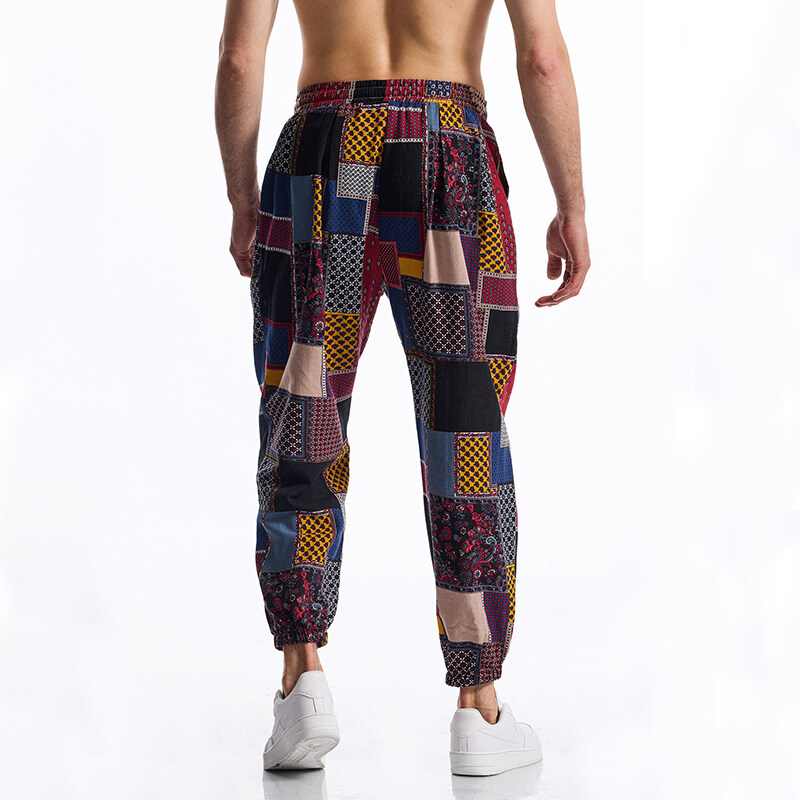 Men's Boho Tribal Print Linen  - Running Pant Jogger 评论和价格