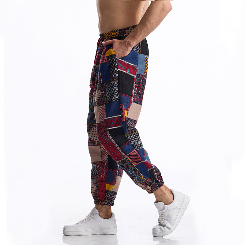 Men's Boho Tribal Print Linen  - Running Pant Jogger 评论和价格