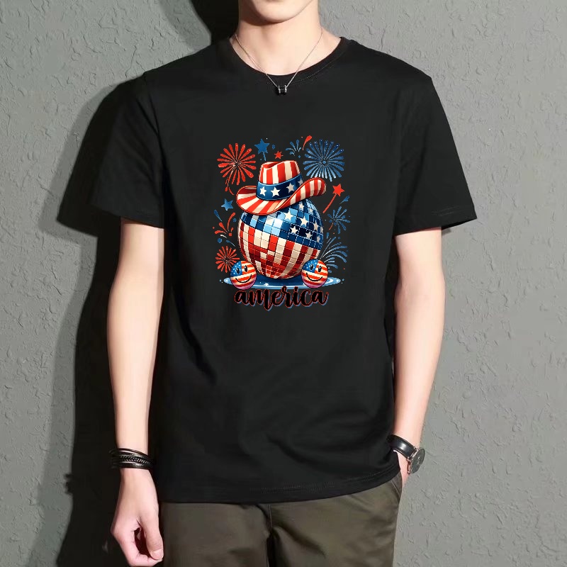 Men's Black Round-Neck Short-S - Street Fashion Elements 评论和价格