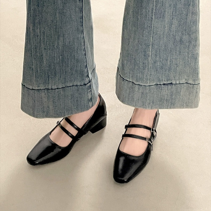 Square Toe Low Heel Women Silv - Street Fashion Ladies 评论和价格
