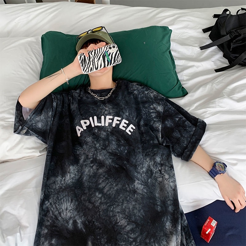Black Tie Dye Short Sleeve T-S - Street Fashion Hong Kong 评论和价格