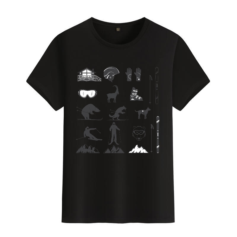 Men's Black Round-Neck Short-S - Street Fashion Elements 评论和价格