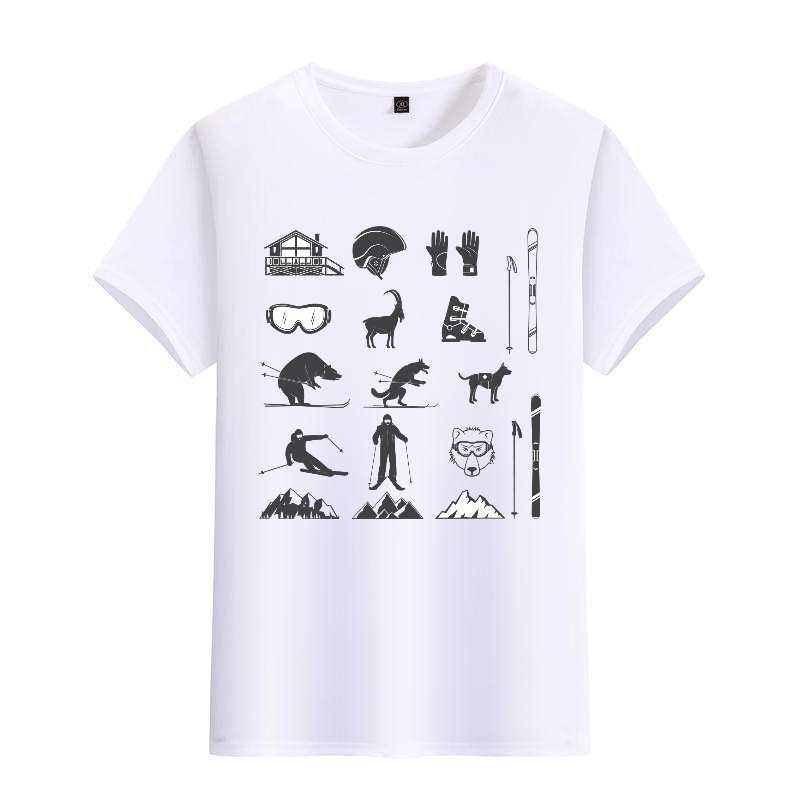 Men's Black Round-Neck Short-S - Street Fashion Elements 评论和价格