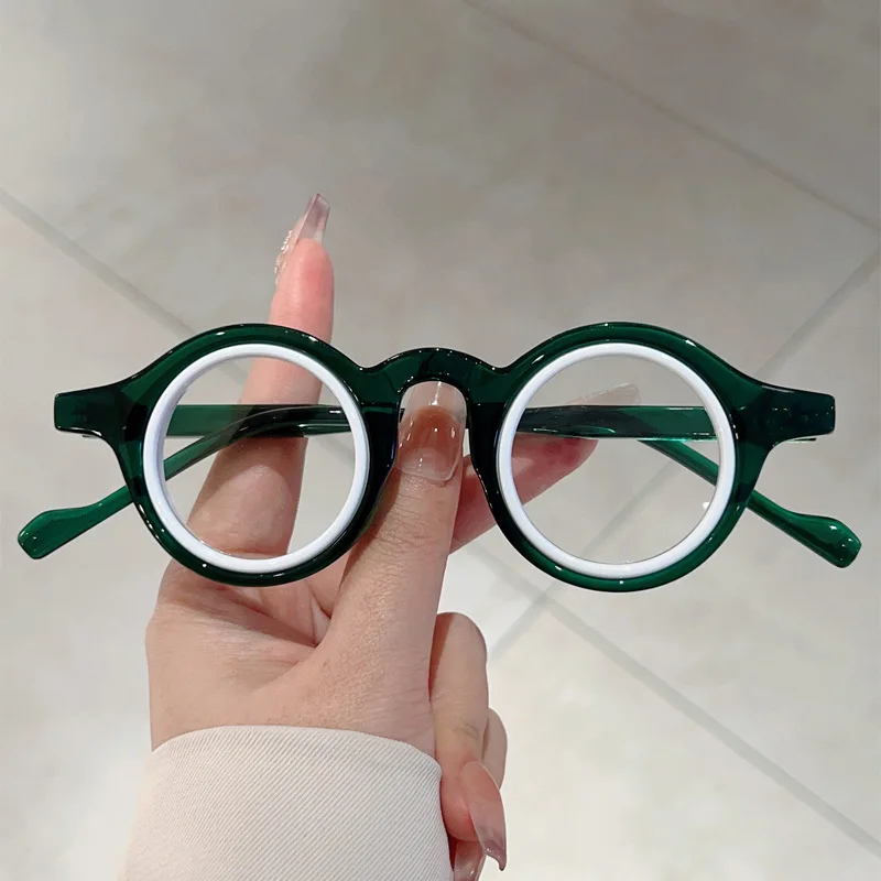Vintage Round Two-Tone Eyeglas - Street Fashion Photoshoot 评论和价格